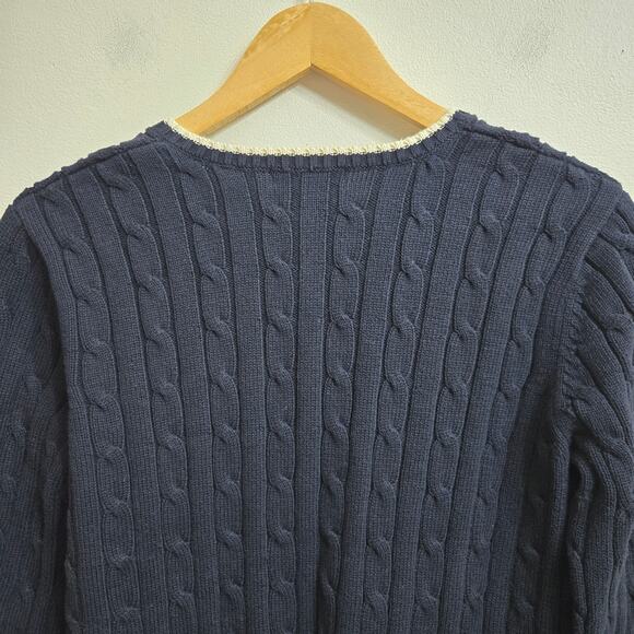 Chaps Women Preppy Classic Academia Tennis Ivy League Cable Knit VNeck Sweater M - Picture 9 of 11